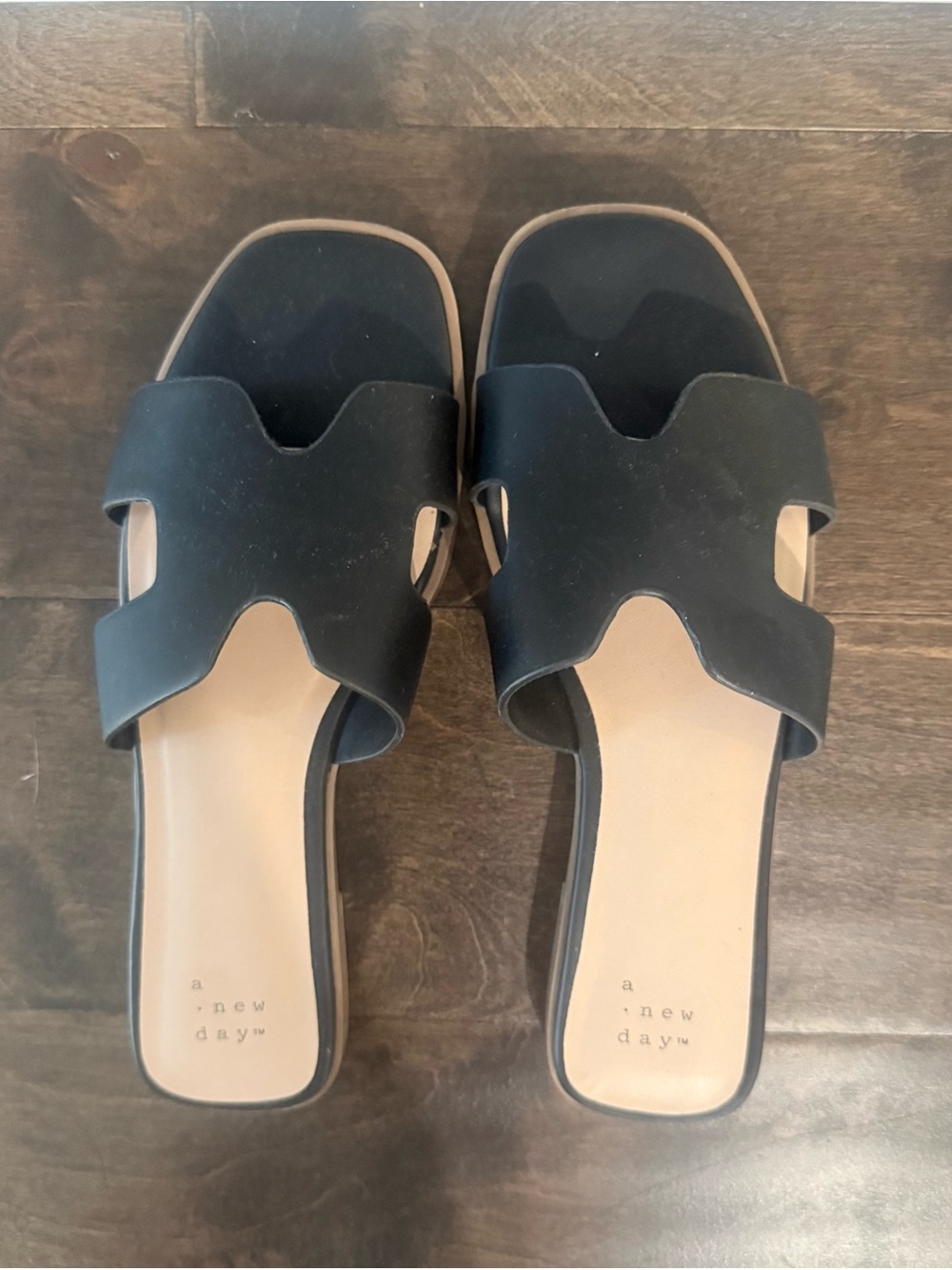 A New Day Black H Band Slide Sandals from Target, Women Size 7